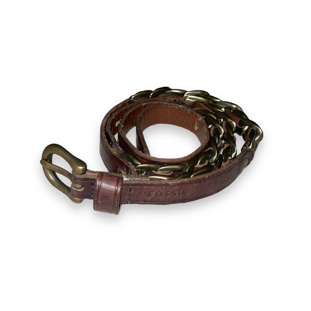 Fossil Skinny Link Leather Belt Size small